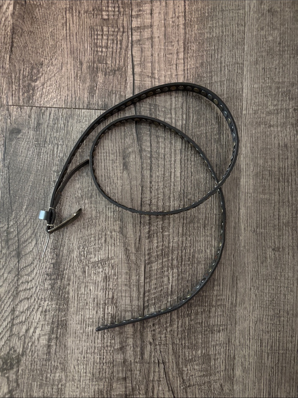 Free People Skinny Leather Belt - Brown with Silver and Gold -Size Medium/Large